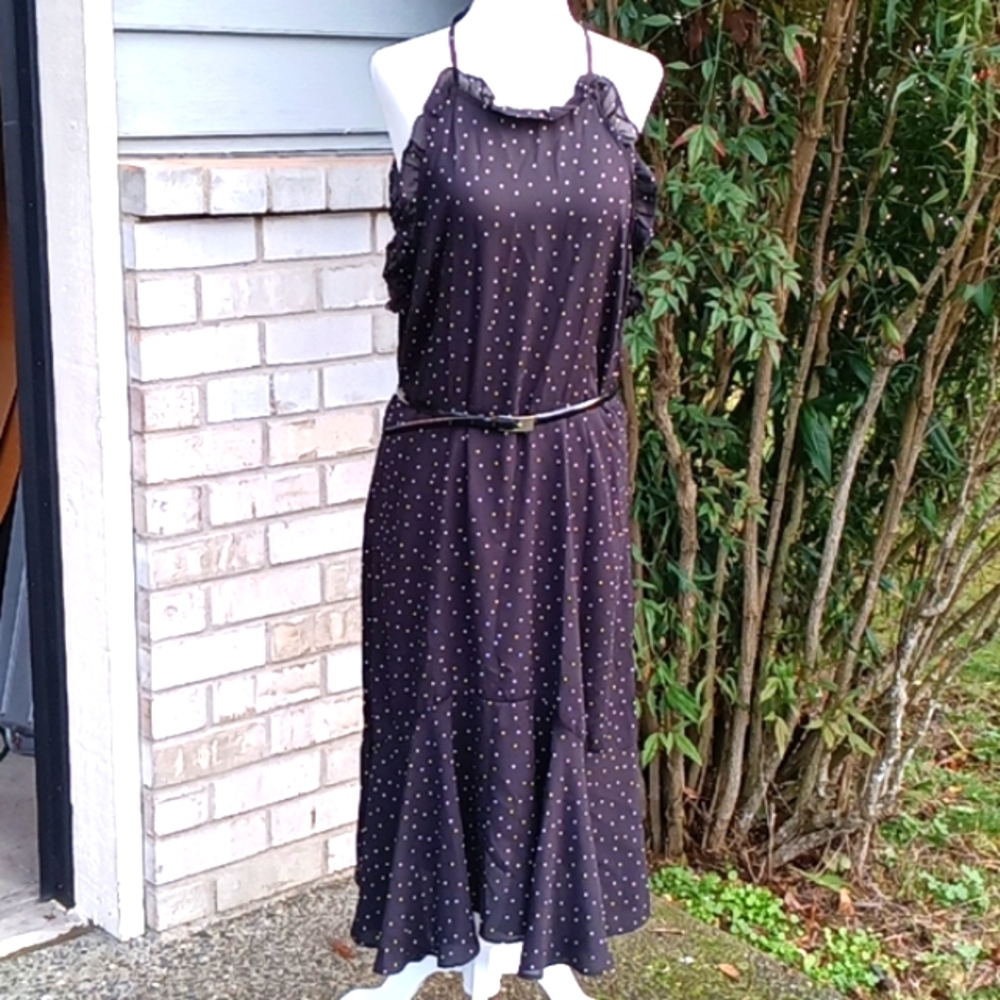 Who What Wear dotted sleeveless ruffle neck and hem dress size XXL